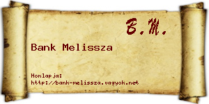 Bank Melissza névjegykártya
